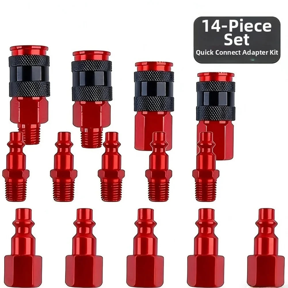 14-Pc 1/4 NPT Pneumatic Quick Connect Fittings Kit