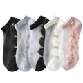 Women's Lace Floral Ankle Socks – 5 Pairs Breathable Cotton