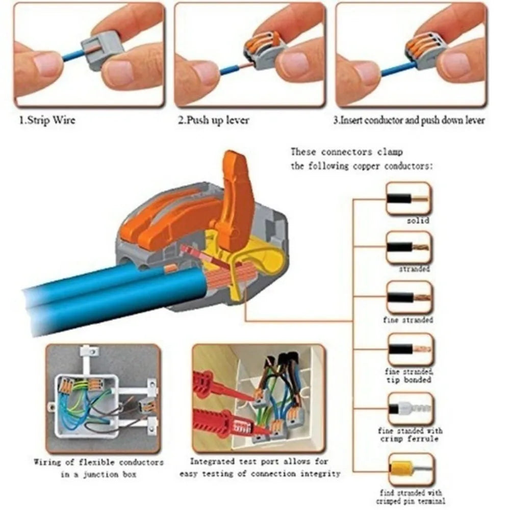 10-Pack Lever Nut Wire Connectors | Quick Splice Terminal Block