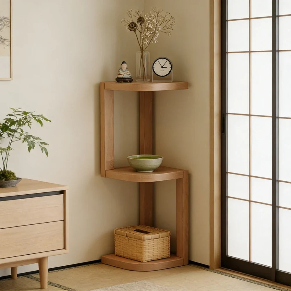 4-Tier Bamboo Narrow Corner Shelf | Movable Bedside Storage Rack