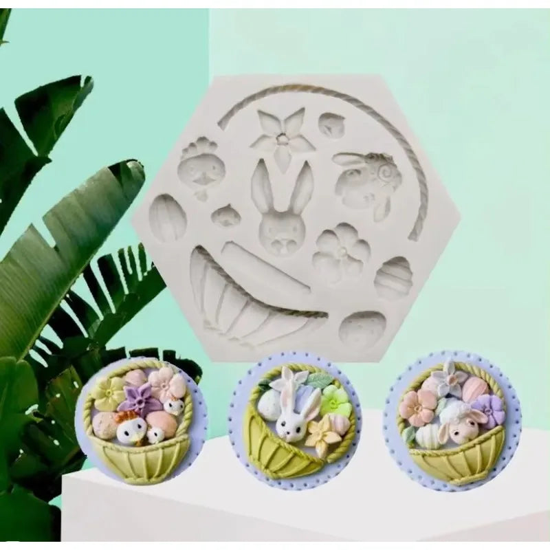 Easter Rabbit Handmade Mold 3D Silicone Egg Flower Fondant Chocolate