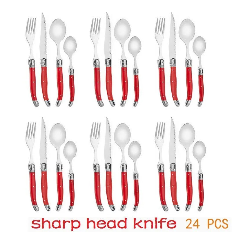 Rainbow Laguiole Cutlery Set 4–24 Pcs | Stainless Steel Flatware
