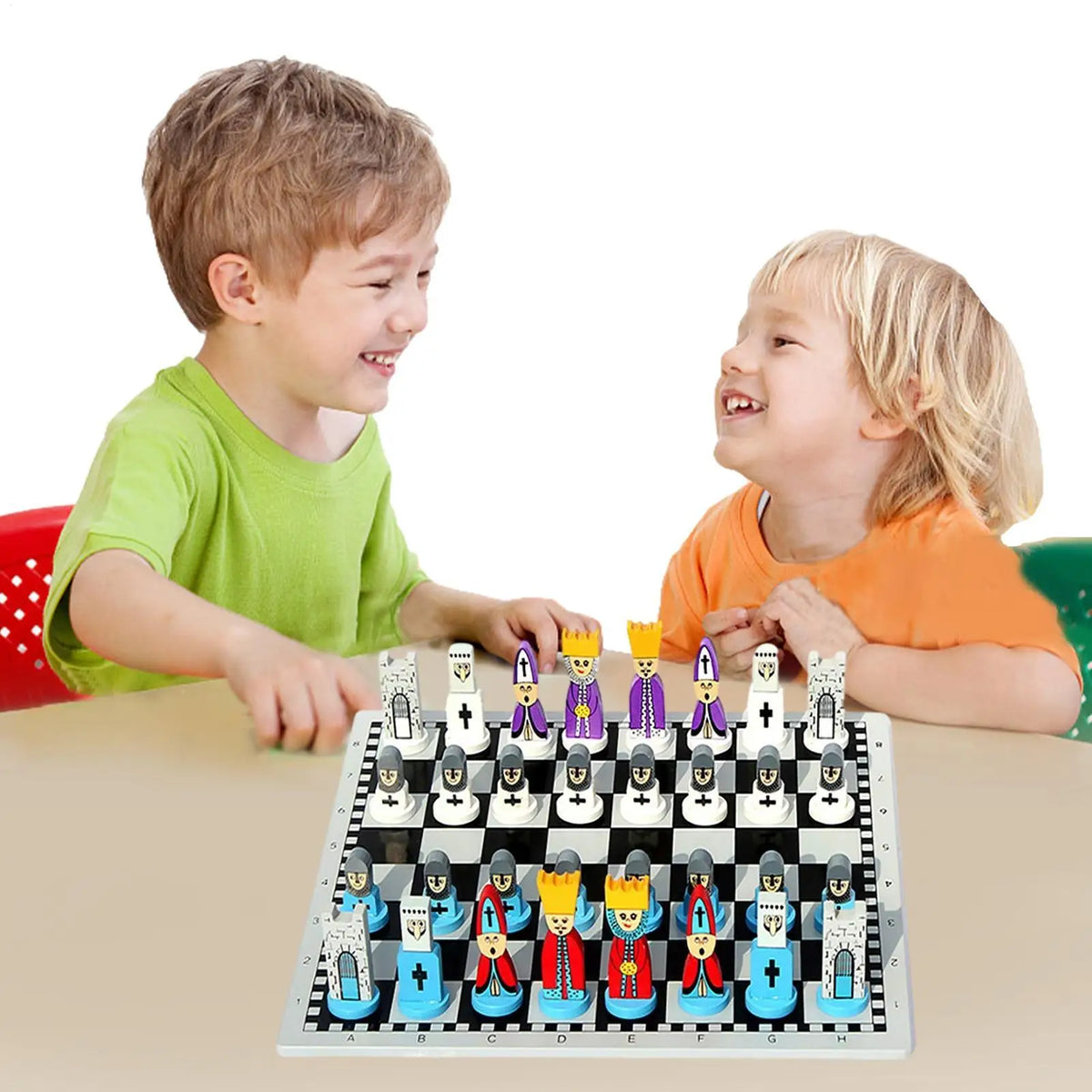 Portable Wooden Chess Set – Cartoon Pieces & Travel Board Game