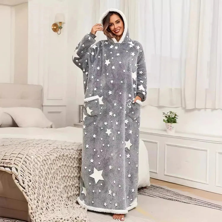Women's Hooded Blanket Pullover – Warm Thickened Winter Homewear