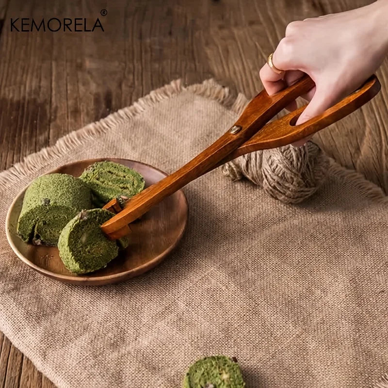 Wooden Scissor Kitchen Tongs – Non-Slip Salad & Grill Tongs