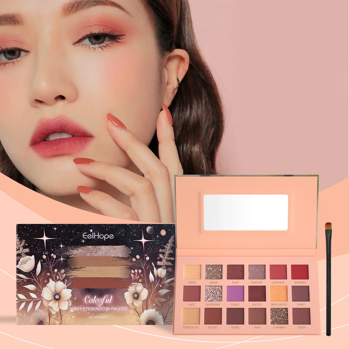 18-Shade Glitter Eyeshadow Palette – Shimmer, Matte & Highlighter