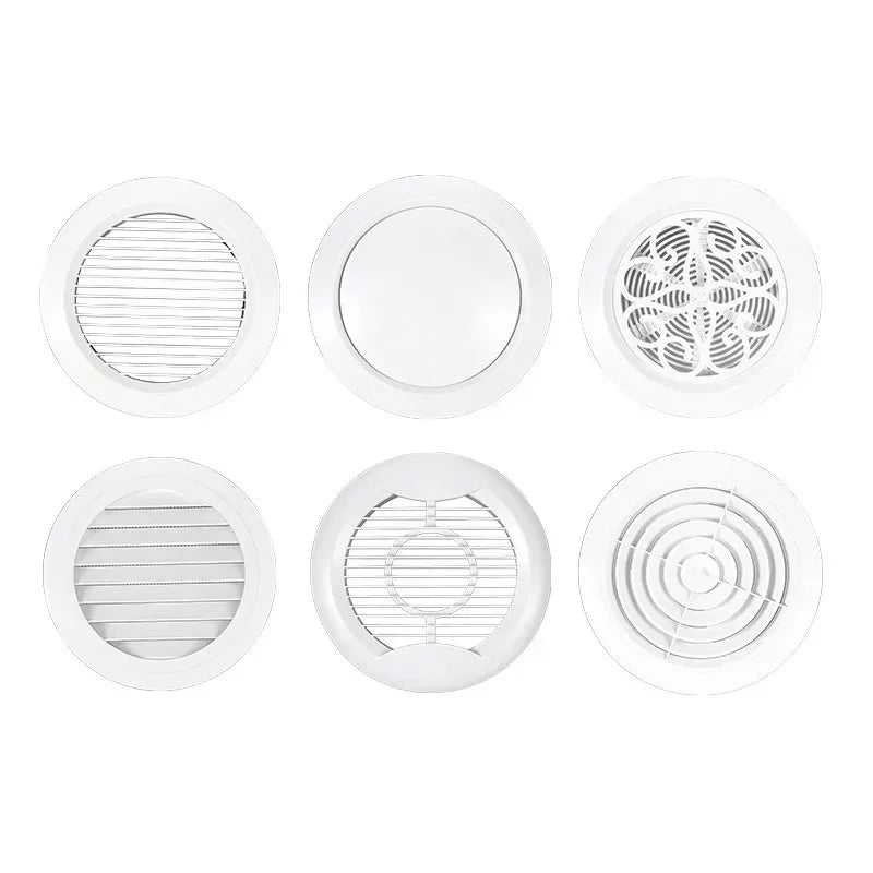 White Round Air Vent Grille Cover 75mm 100mm 125mm Adjustable