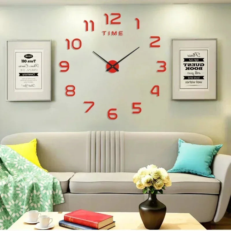 Acrylic Mirror Wall Clock – Floral DIY Home Décor, 40cm