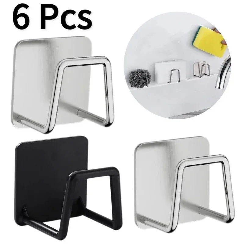 Wall-Mounted Sponge Holder Rack | No-Drill Stainless Steel