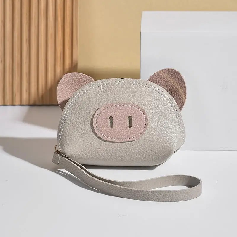 Cute Pig PU Leather Mini Coin Purse & Earphone Pouch