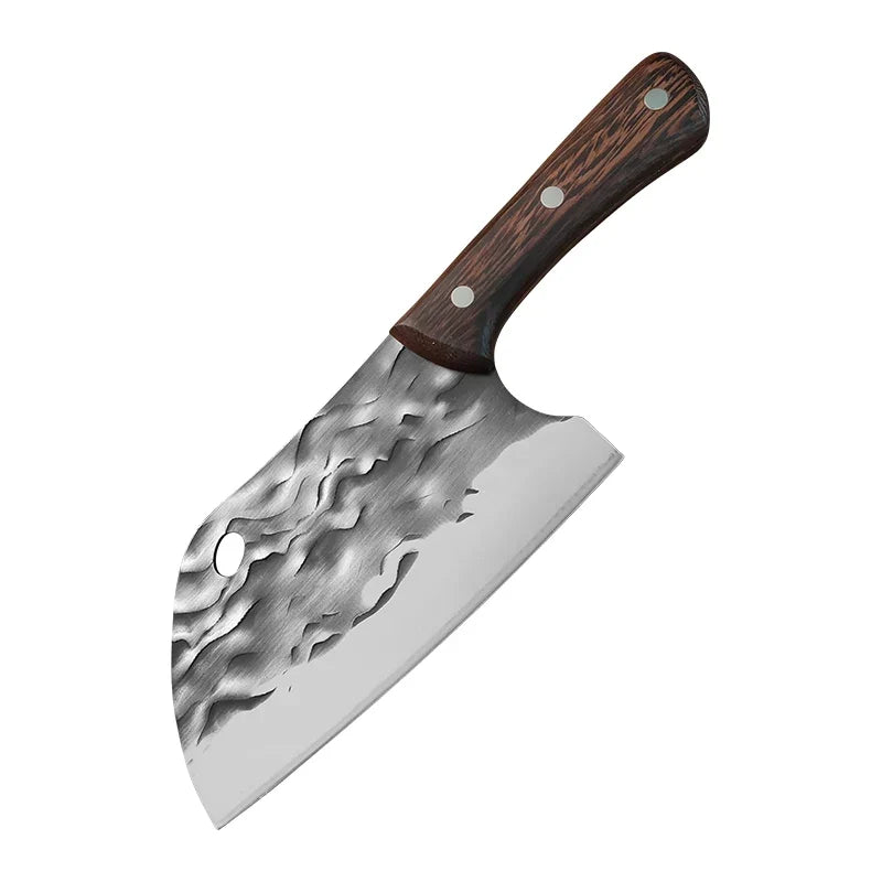 Forged Meat Cleaver Chef Knife – Stainless Steel Wooden Handle