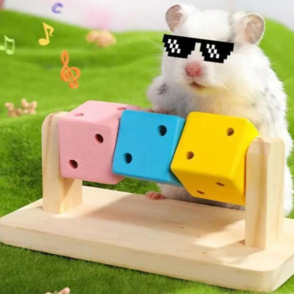 Colorful Wooden Hamster Chew Toy Fitness Cube for Small Pets