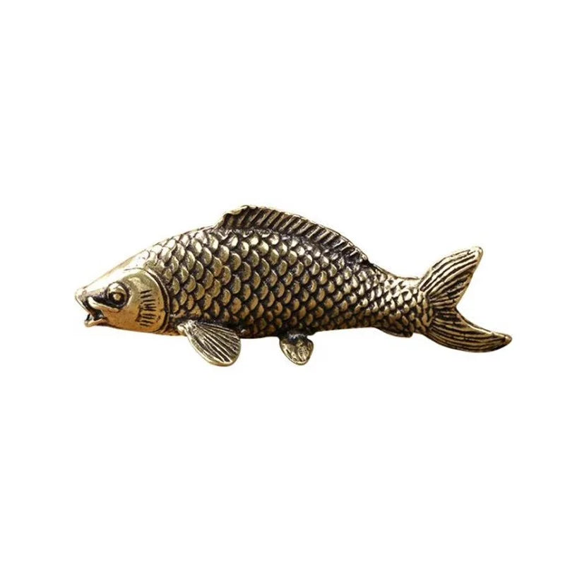 Solid Brass Carp Fish Statue – Feng Shui Desktop Ornament