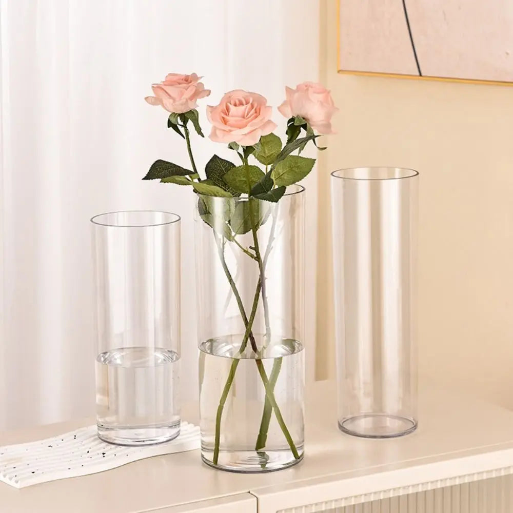 Clear Acrylic Cylinder Vase – Shatterproof Flower & Candle Display