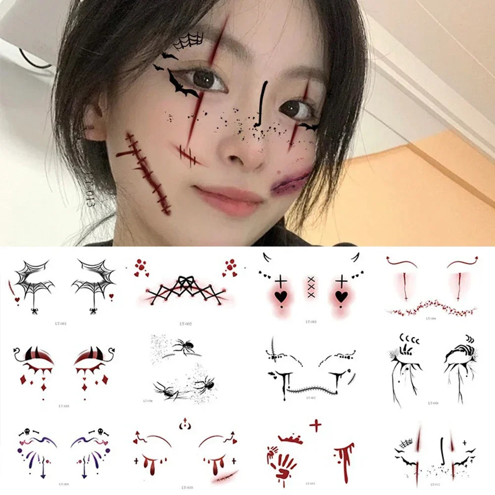 Halloween Transfer Tattoos Face Decoration Party Funny Stickers