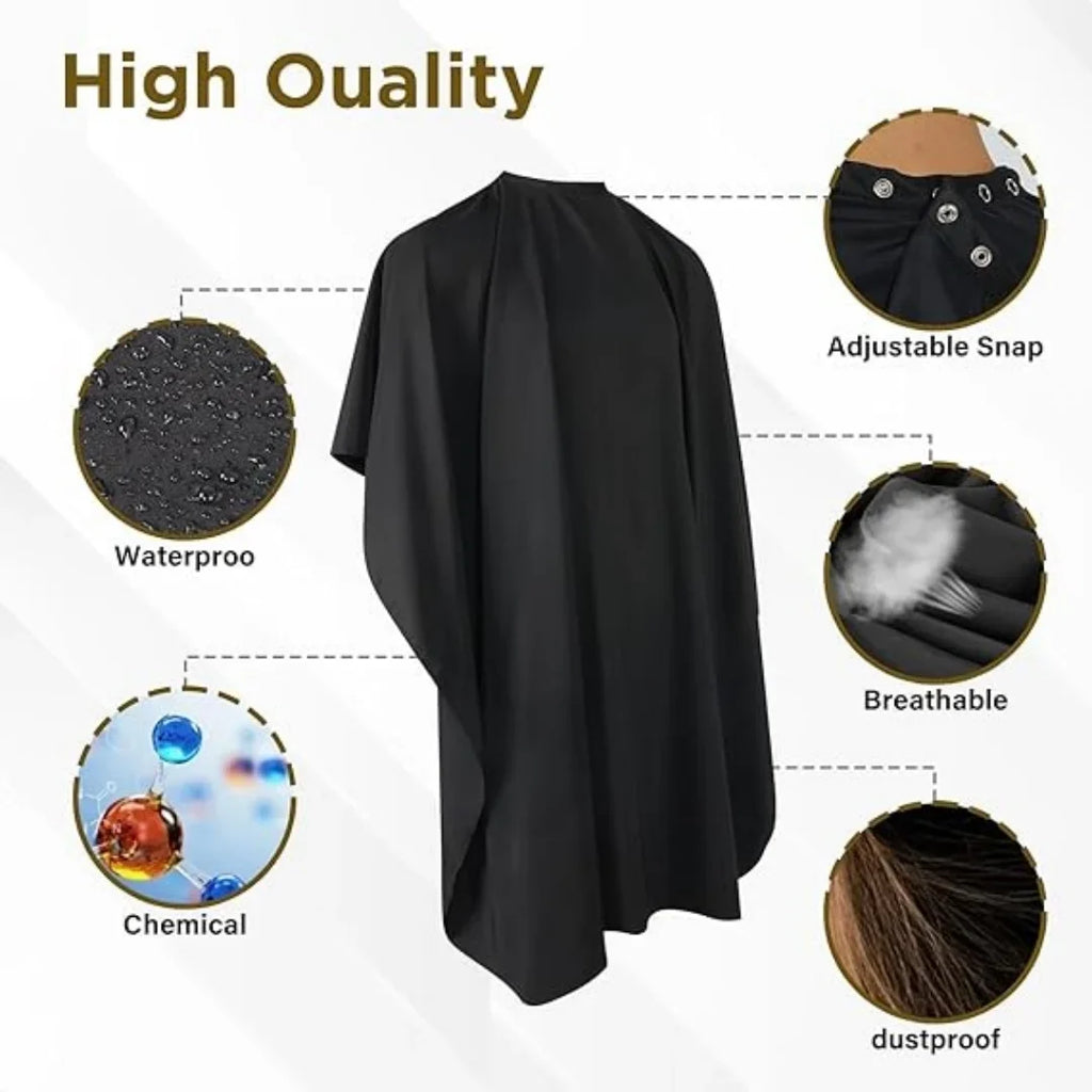 Anti-Static Salon Haircut Cape | Button Collar Hairdressing Gown