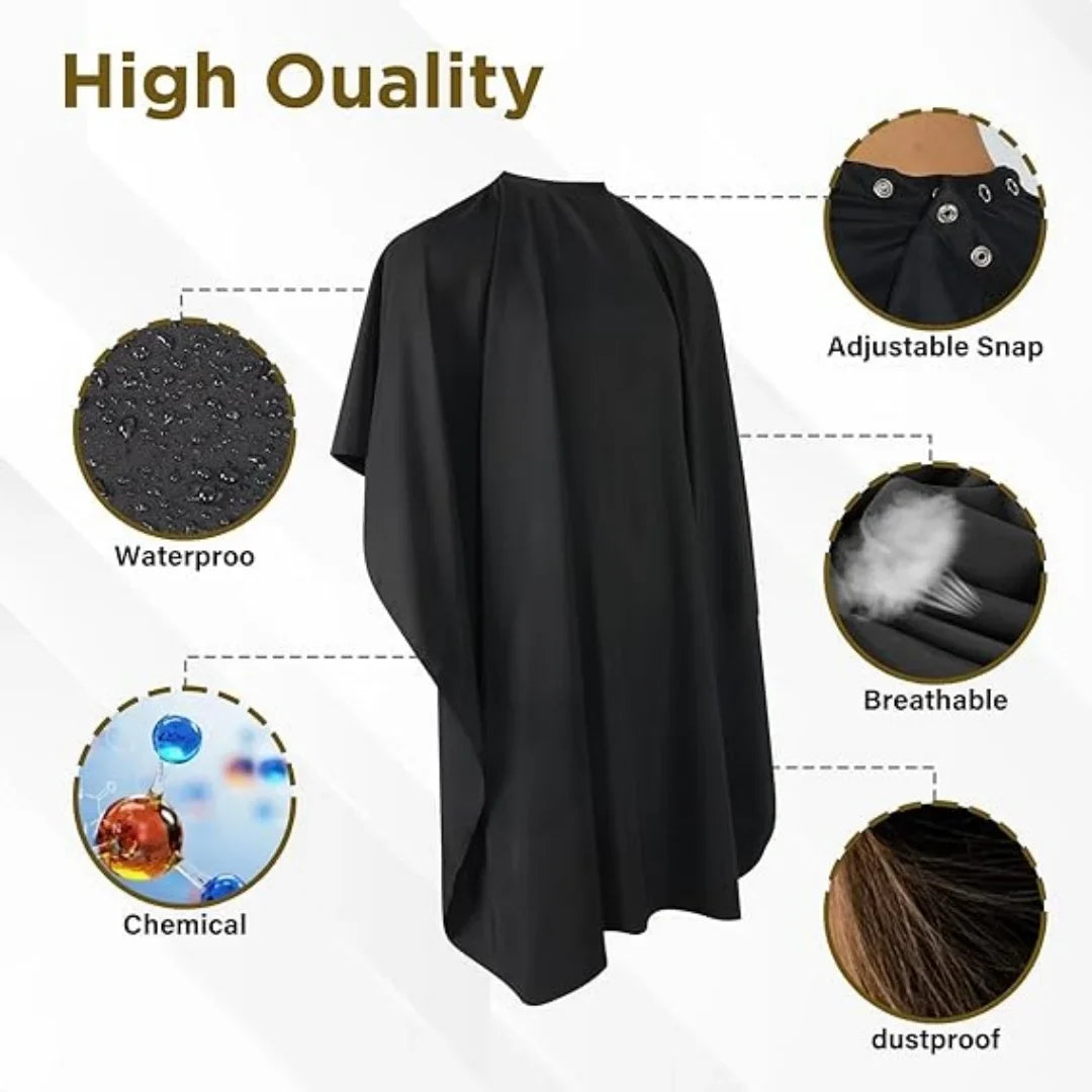 Anti-Static Salon Haircut Cape | Button Collar Hairdressing Gown