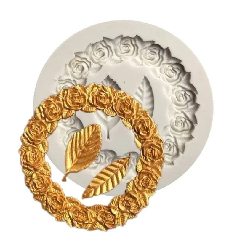 3D Rose Garland Silicone Fondant Mold for Cake Decorating