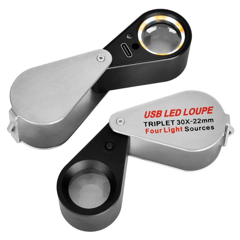30X Rechargeable LED Magnifier – Jewelry, Gem & Antique Loupe