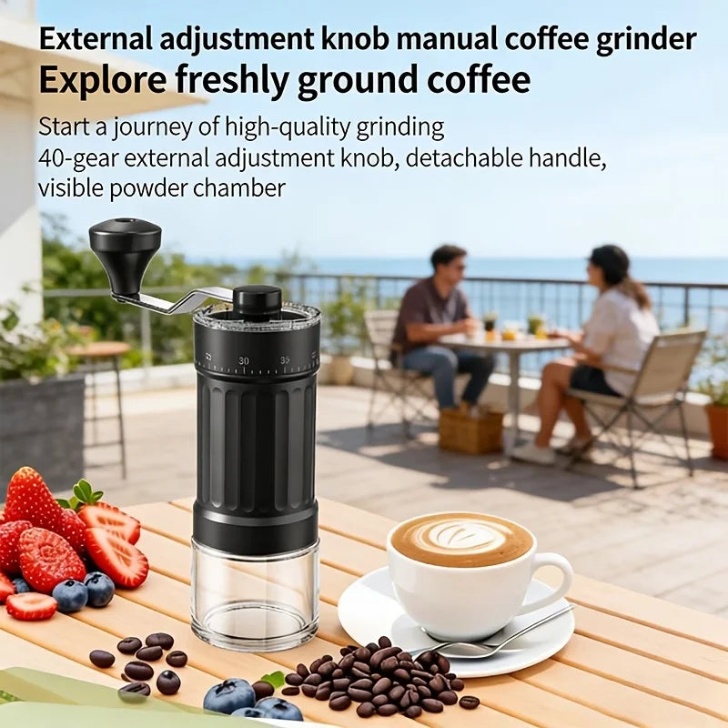 Manual Conical Coffee Grinder – 40 Settings, Portable, 35g