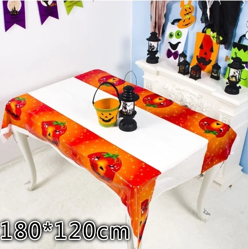 Halloween PVC Disposable Tablecloth – Printed Party Cover 180×120