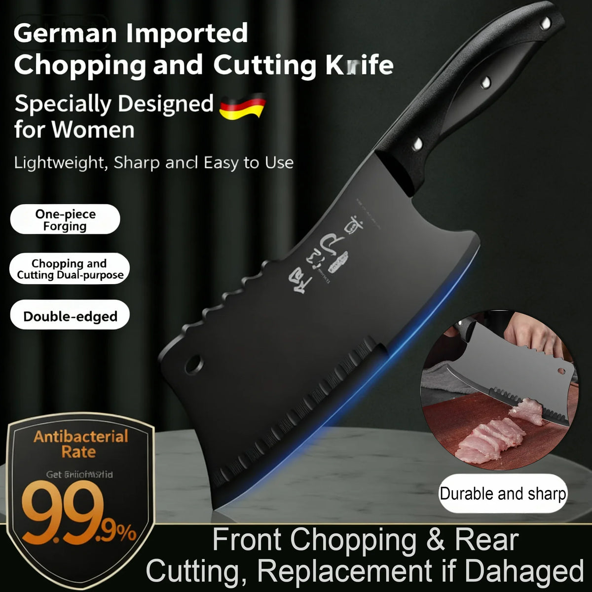 Professional Stainless Steel Cleaver Knife – Sharp Chef's Slicer