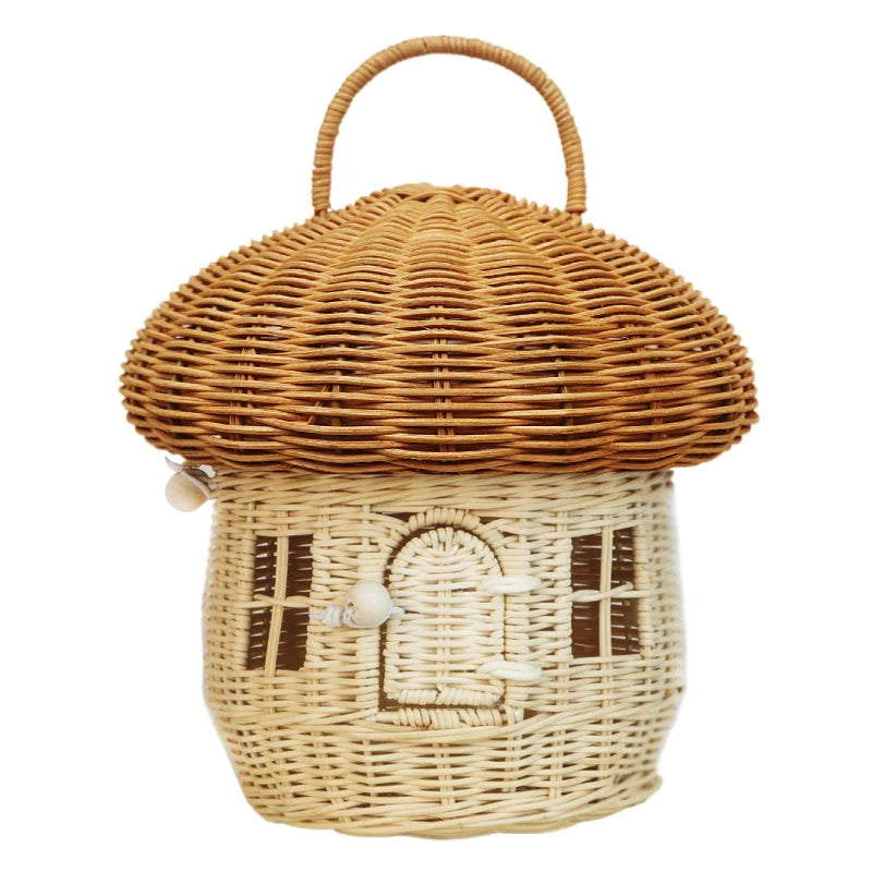 Acorn Handbag Handmade Rattan Mushroom Storage Box Children's Toy