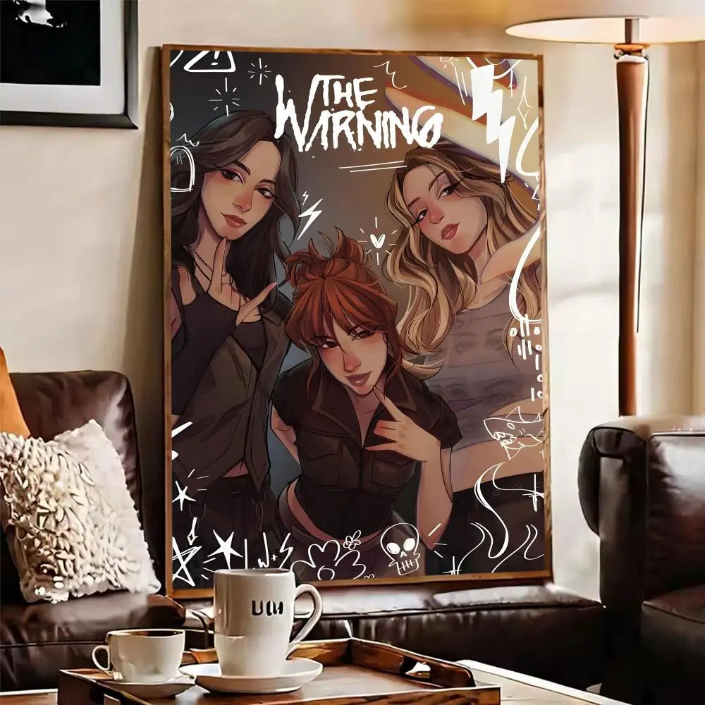 Band W-Warning Abstract Canvas Wall Art Poster – Unframed
