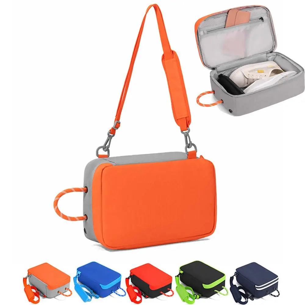 Portable Cuboid Shoe Bag – Breathable Travel Organizer & Shoulder Strap