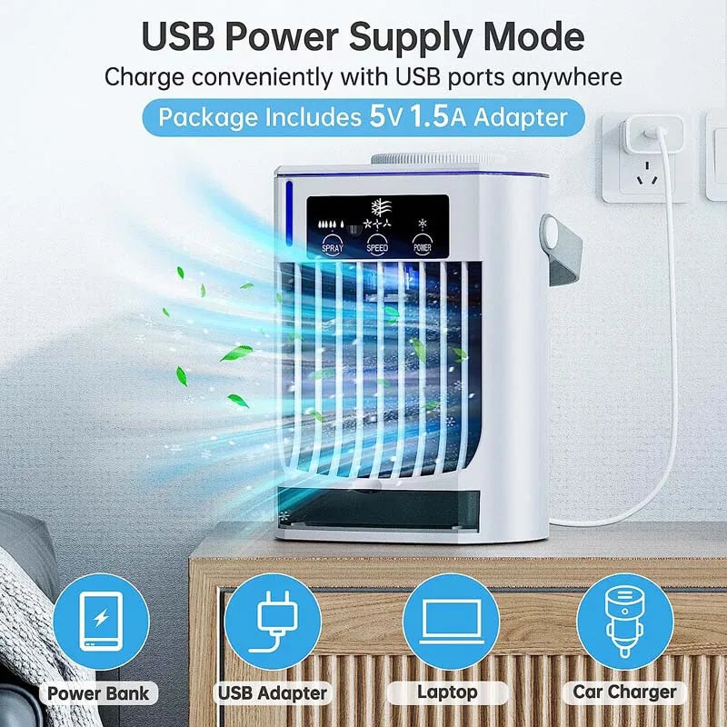 Portable USB Desktop Air Cooler Fan – 500ml Water Tank