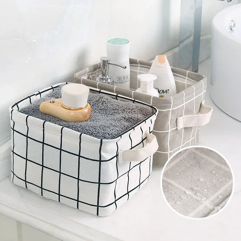 Random Cotton Hemp Storage Basket Handheld Printed Tabletop