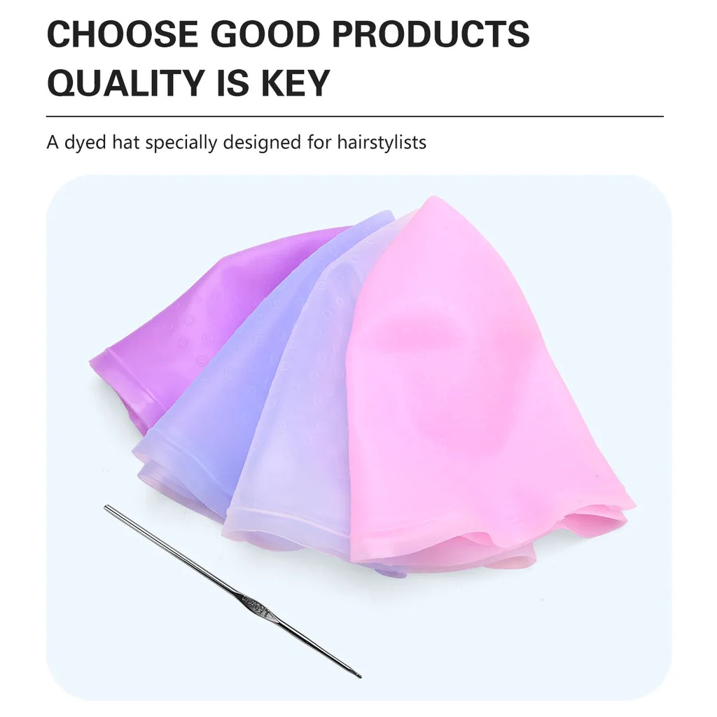 Silicone Hair Highlight Cap with Hook – Reusable Dye Kit
