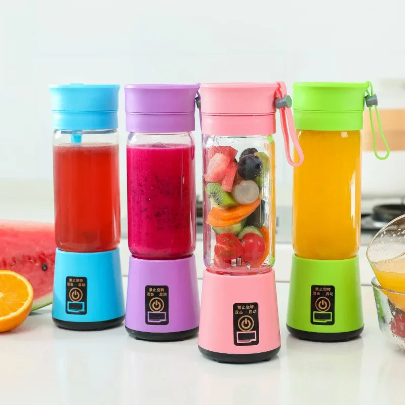 Portable Mini Electric Blender Juicer – 6-Blade USB Rechargeable