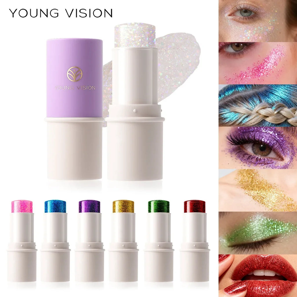 7-Color Face & Body Glitter Stick – Waterproof Festival Makeup