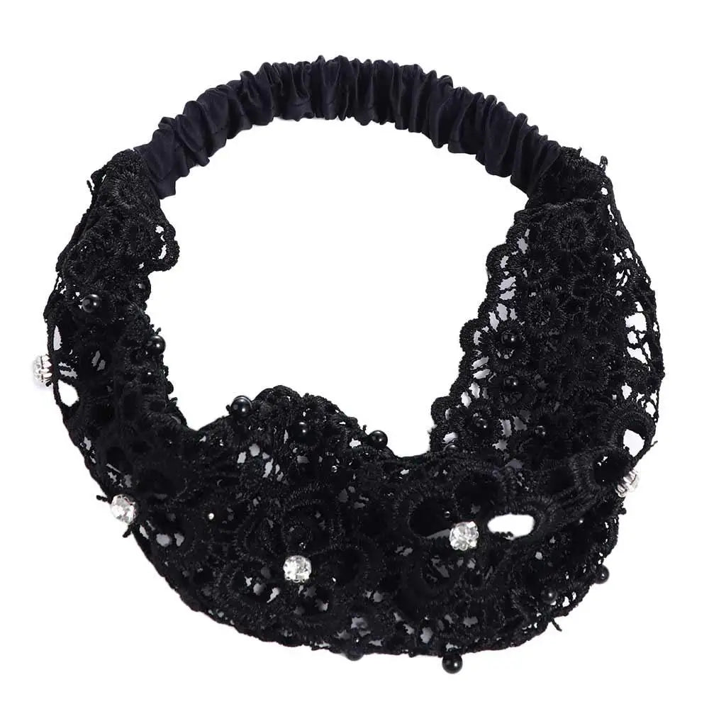 Wide Pearl Lace Headband – Korean Style Hair Hoop for Women