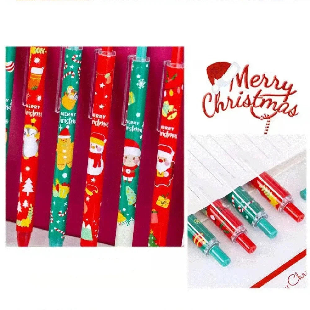 10-Pack Christmas Cartoon Gel Pens 0.5mm Black Ink | Press Pens