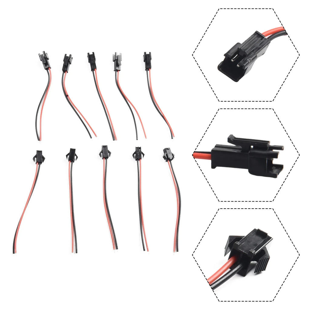 2.54mm SM 2-Pin Connector Cables for LED Strips – 5 or 10 Pairs