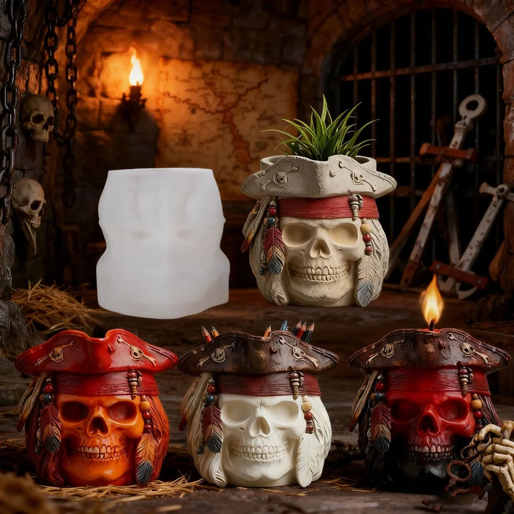 Pirate Skull Silicone Mold – DIY Candle Resin & Plaster