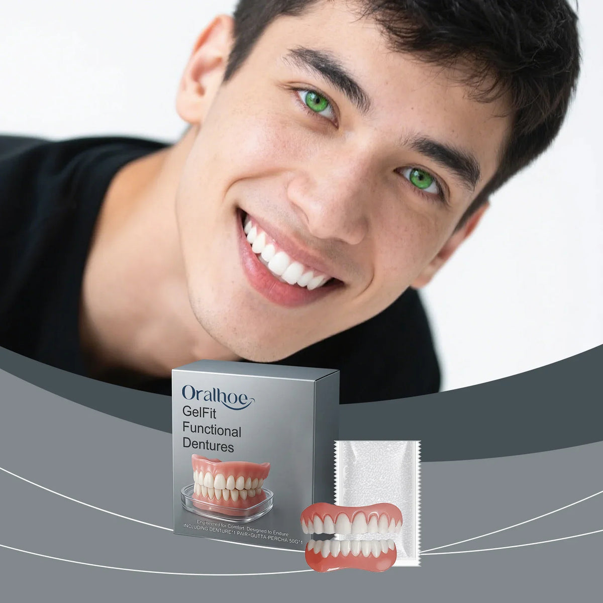 Silicone Veneer Teeth Kit | Fill Gaps Upper & Lower Denture Set