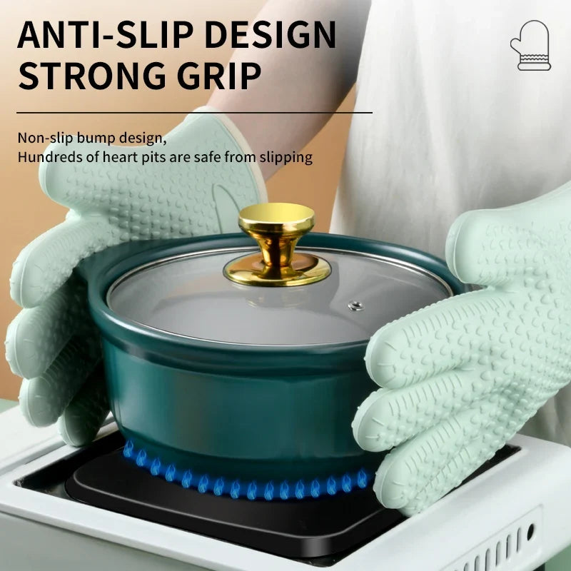 Heat-Resistant Silicone Oven & BBQ Gloves – Non-Slip Kitchen