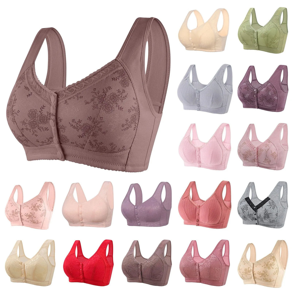 Women's Wire-Free Front Buckle Bra | Plus Size Breathable Vest Bra