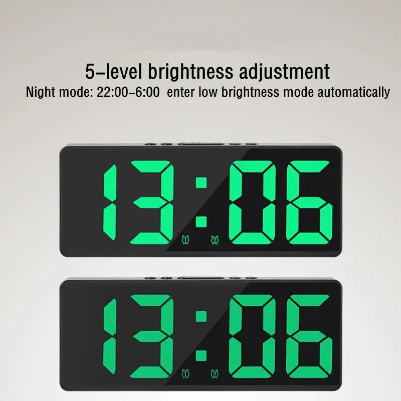 LED Digital Alarm Clock – Voice Control, Snooze & Night Mode