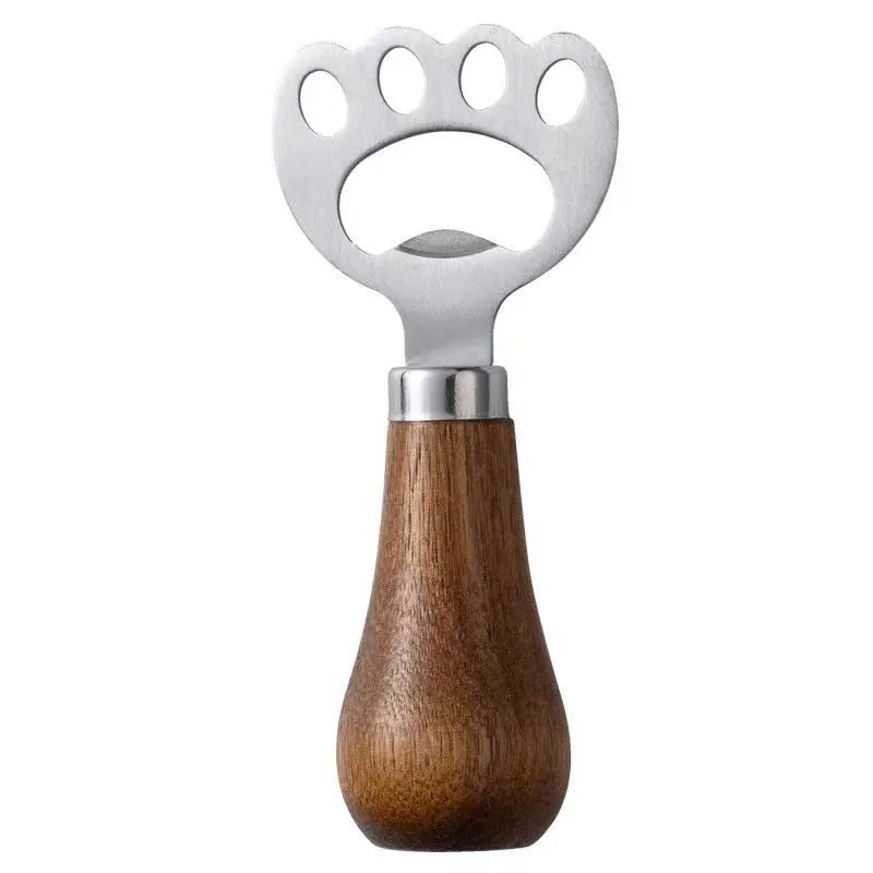 Stainless Steel Creative Beer Bottle Opener Household Wooden Handle