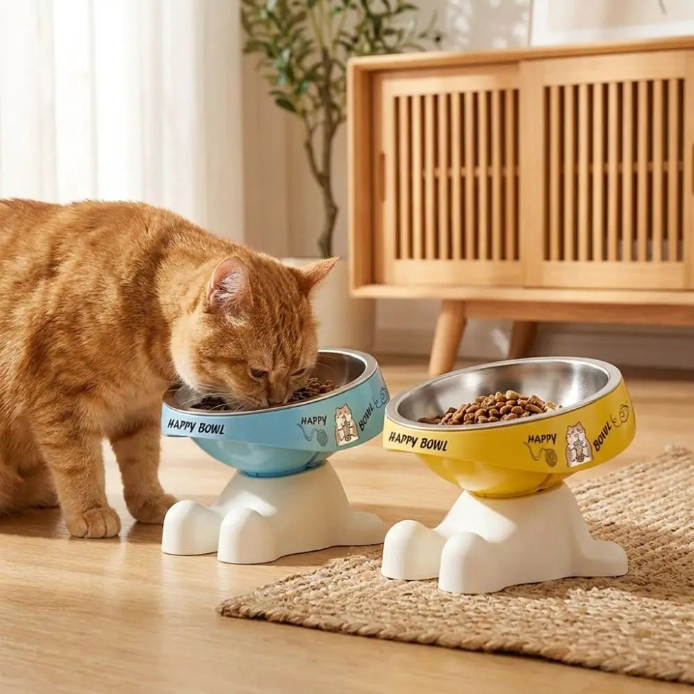Elevated Stainless Steel Cat Bowl | Non-Slip Anti-Tip Base