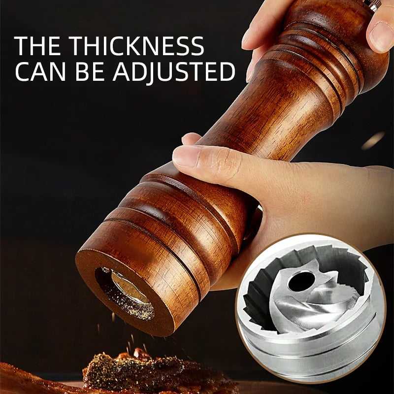Oak Wood Pepper & Spice Mill Grinder Set – Ceramic Core