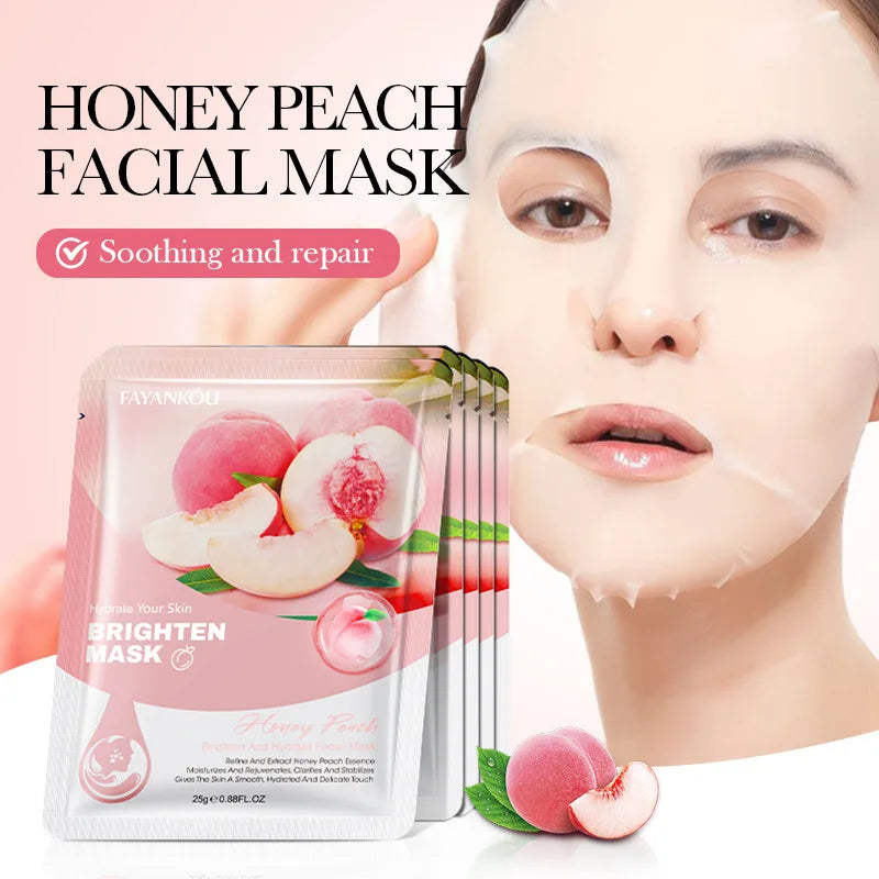 Peach Moisturizing Face Mask 5-Pack – Hydrating Sheet Mask