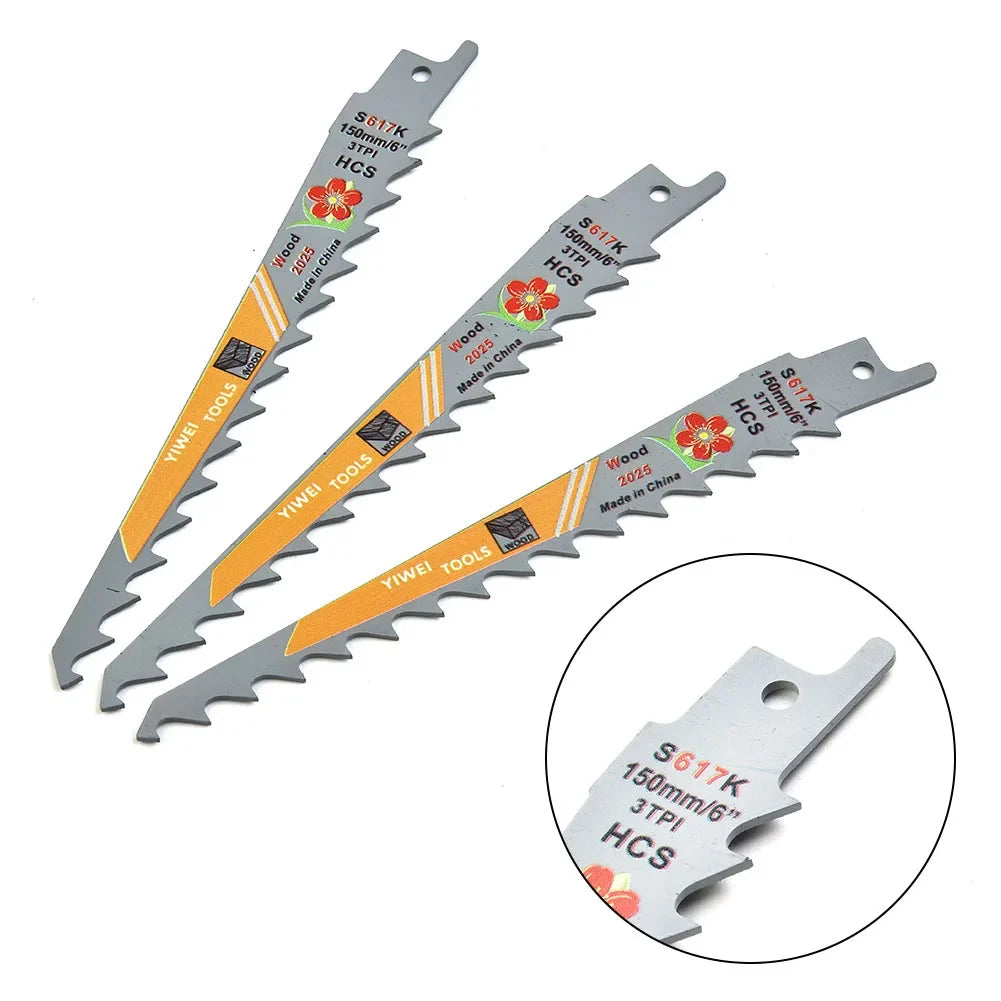 6 Inches 3 TPI HCS Reciprocating Saw Blades Cutting Wood Multi PVC