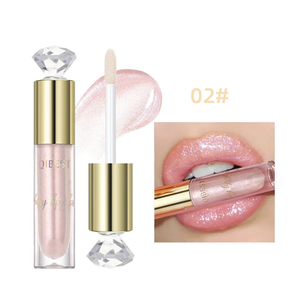 QIBEST Glitter Lip Gloss – Diamond Metallic Pearlescent Glaze