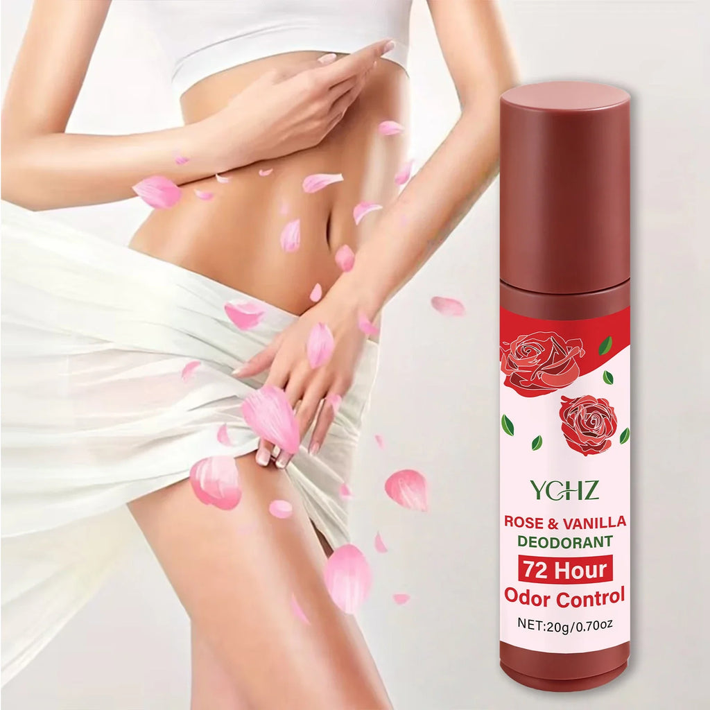 Rose Vanilla Jasmine Roll-On Deodorant | 72-Hour Plant-Based