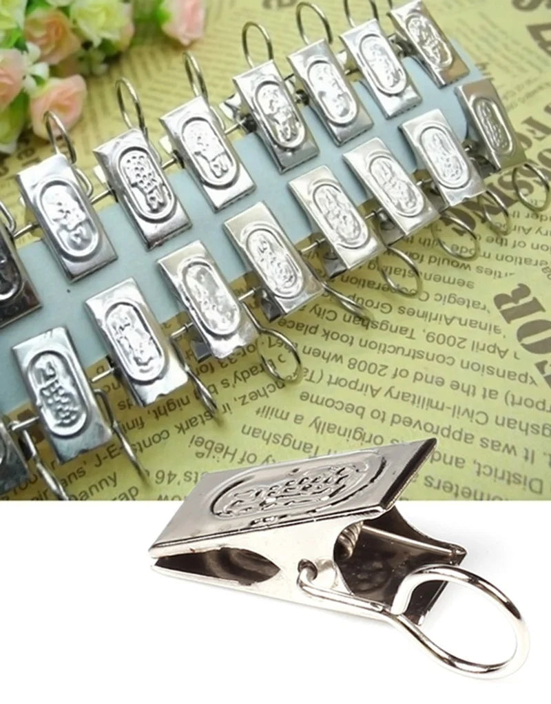 20-Piece Stainless Steel Curtain Rod Clip Rings | Drapery Hooks